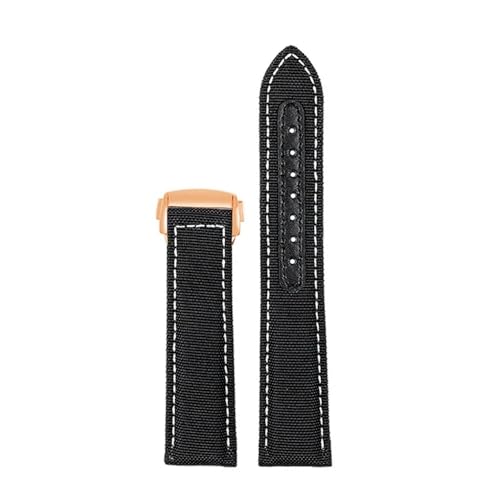 NLNKDTDPAK Canvas Armband Leder Uhrenarmband Passend for Omega Passend for Seamaster Speedmaster 300 310 AT150 19mm 20mm Armband(Black white line rg,19mm) von NLNKDTDPAK