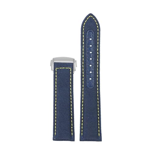 NLNKDTDPAK Canvas Armband Leder Uhrenarmband Passend for Omega Passend for Seamaster Speedmaster 300 310 AT150 19mm 20mm Armband(Blue yellow sk,20mm) von NLNKDTDPAK