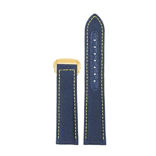 NLNKDTDPAK Canvas Armband Leder Uhrenarmband Passend for Omega Passend for Seamaster Speedmaster 300 310 AT150 19mm 20mm Armband(Yellow line gk,20mm) von NLNKDTDPAK