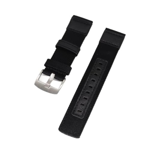 NLNKDTDPAK Dicker Nylon Lederband Fit for Samsung Fit for Ticwatch Fit for Huawei Fit for Amazfit 20mm 22mm Fit for Jeep Muster Schnellspanner Armband Armbandarmband(1,SILVER BUCKLE_20MM) von NLNKDTDPAK