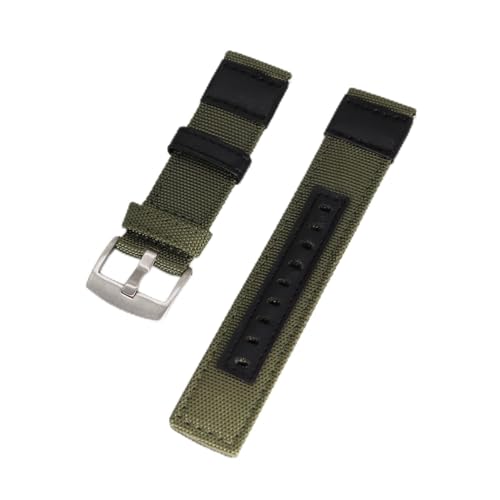 NLNKDTDPAK Dicker Nylon Lederband Fit for Samsung Fit for Ticwatch Fit for Huawei Fit for Amazfit 20mm 22mm Fit for Jeep Muster Schnellspanner Armband Armbandarmband(4,SILVER BUCKLE_22MM) von NLNKDTDPAK