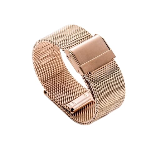 NLNKDTDPAK Edelstahl Armband 12mm 14mm 16mm 20mm 22mm Gewebe Watchstrap for Frauen Männer Uhr Zubehör(Rose gold,18mm) von NLNKDTDPAK