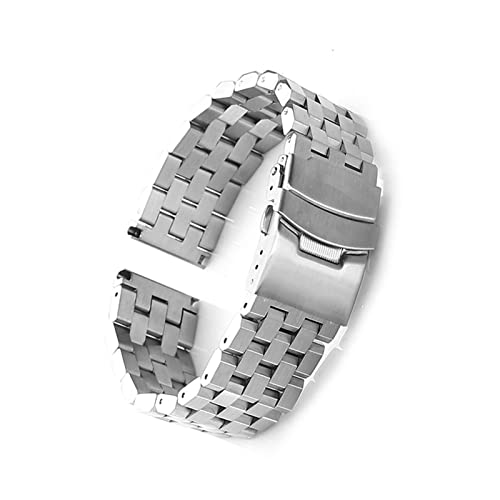 NLNKDTDPAK Edelstahl-Armband 18mm 20mm 22mm 24mm Massivmetall gebürstet Trapez-Armband for Frauen Männer Watch Zubehör(Silver,20mm) von NLNKDTDPAK