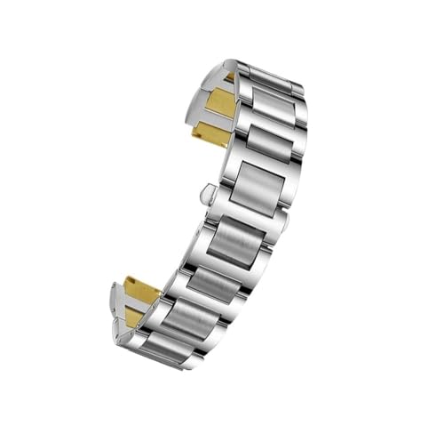 NLNKDTDPAK Edelstahl-Lug-End-Armband, passend for C-Artier Ballon Bleu Serie 20 x 12 mm, 18 x 11 mm, 14 x 8 mm, W6920046, Riemen, Damen- und Herrenarmband(Silver gold,14X8mm) von NLNKDTDPAK