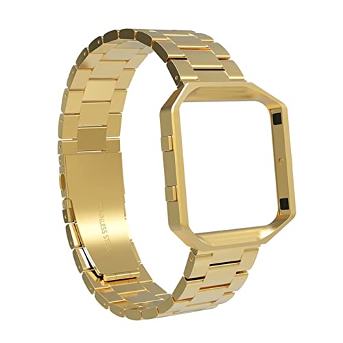 NLNKDTDPAK Ersatz Edelstahl Armbanduhr Bandband Frameclassic Armband for Uhren Edelstahl Fit Fit Fitbit Fit for Flammen Fit for Zahnrad S3(Gold,No Frame) von NLNKDTDPAK