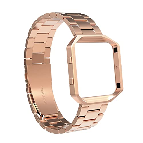NLNKDTDPAK Ersatz Edelstahl Armbanduhr Bandband Frameclassic Armband for Uhren Edelstahl Fit Fit Fitbit Fit for Flammen Fit for Zahnrad S3(Rose Gold,No Frame) von NLNKDTDPAK