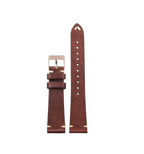 NLNKDTDPAK Erste Schicht Armband handgefertigt ohne Zwischenschicht 18 19 20 22MM Blau Maroon Grün Grau Herrenarmband(Maroon Rose Gold,20mm) von NLNKDTDPAK