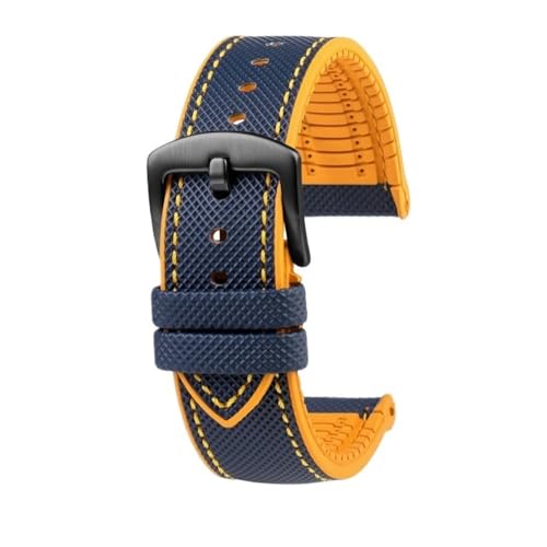 NLNKDTDPAK Fit for Citizen Blue Angel Uhrenarmband Zweite Drei Generation AT8020 JY8078 Carbon Fiber Nylon Fluor Gummi Armband 22mm 23mm(Yellow line bk,23mm) von NLNKDTDPAK