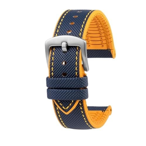 NLNKDTDPAK Fit for Citizen Blue Angel Uhrenarmband Zweite Drei Generation AT8020 JY8078 Carbon Fiber Nylon Fluor Gummi Armband 22mm 23mm(Yellow line sk,23mm) von NLNKDTDPAK