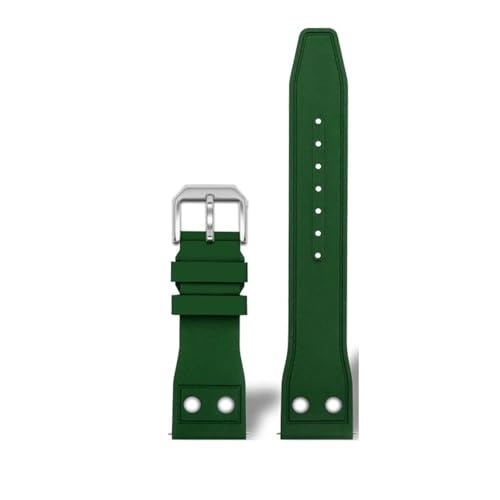 NLNKDTDPAK Fluorkautschuk-Silikon-Uhrenarmband, 20 mm, 21 mm, 22 mm, weich, staubdicht, blau, schwarz, dunkelgrün, mit Nietenarmband, passend for IWC Pilot Mark-xx(Green-S pin,21mm) von NLNKDTDPAK