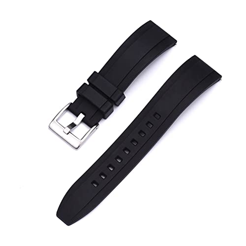 NLNKDTDPAK Fluorkautschukarmbands Schnellspanner Watch Strap 20mm 22mm 24mm Männer Damen Tauchuhren Zubehör(Black,22mm) von NLNKDTDPAK