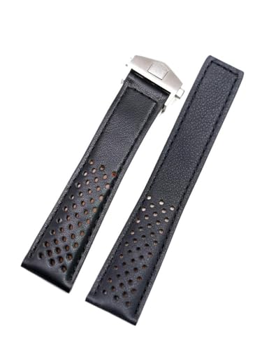 NLNKDTDPAK Geeignete Passform for TAG, Passform for Heuer, Passform for MONACO, Herren-Uhrenarmband, obere Schicht, Ledergürtel, Haut, Leder-Uhrenzubehör mit Verschluss(Black) von NLNKDTDPAK
