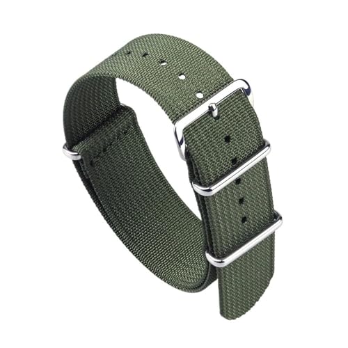NLNKDTDPAK Geripptes Uhrenarmband, 18 mm, 19 mm, 20 mm, 22 mm, Nylon-Uhrenarmbänder, geflochtenes ballistisches Stoff-Armband, Zubehör, passend for Militär-Uhrenarmband(ARMY GREEN,22mm) von NLNKDTDPAK