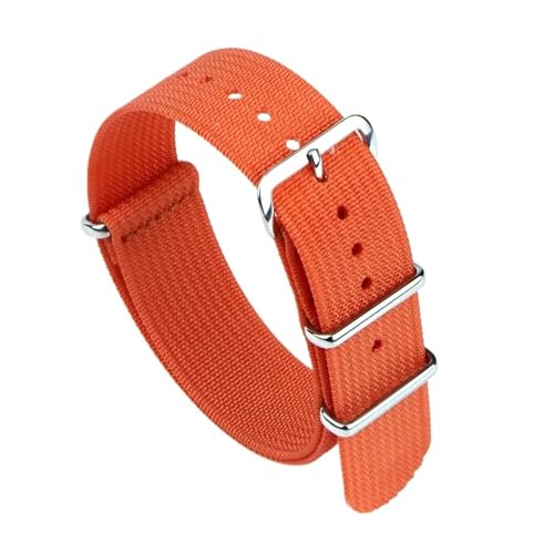 NLNKDTDPAK Geripptes Uhrenarmband, 18 mm, 19 mm, 20 mm, 22 mm, Nylon-Uhrenarmbänder, geflochtenes ballistisches Stoff-Armband, Zubehör, passend for Militär-Uhrenarmband(ORANGE,22mm) von NLNKDTDPAK