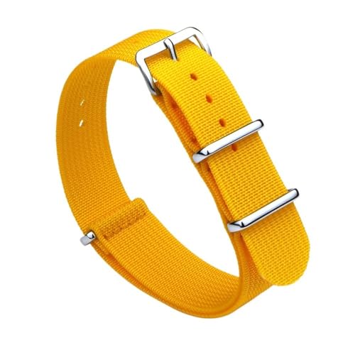 NLNKDTDPAK Geripptes Uhrenarmband, 18 mm, 19 mm, 20 mm, 22 mm, Nylon-Uhrenarmbänder, geflochtenes ballistisches Stoff-Armband, Zubehör, passend for Militär-Uhrenarmband(YELLOW,19mm) von NLNKDTDPAK