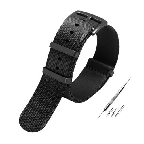 NLNKDTDPAK Glattes Nylon-Armband, passend for Omega, passend for Seamaster, passend for Rolex, passend for Seiko, passend for Mido, 20 mm, 22 mm, Herren-Damen-Armband(A1 black buckle,22mm) von NLNKDTDPAK
