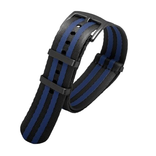 NLNKDTDPAK Glattes Nylon-Armband, passend for Omega, passend for Seamaster, passend for Rolex, passend for Seiko, passend for Mido, 20 mm, 22 mm, Herren-Damen-Armband(A11 black buckle,22mm) von NLNKDTDPAK