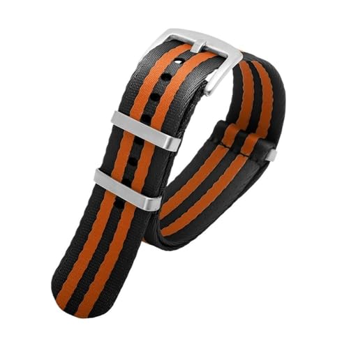 NLNKDTDPAK Glattes Nylon-Armband, passend for Omega, passend for Seamaster, passend for Rolex, passend for Seiko, passend for Mido, 20 mm, 22 mm, Herren-Damen-Armband(A18 silver buckle,20mm) von NLNKDTDPAK