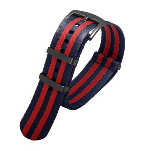 NLNKDTDPAK Glattes Nylon-Armband, passend for Omega, passend for Seamaster, passend for Rolex, passend for Seiko, passend for Mido, 20 mm, 22 mm, Herren-Damen-Armband(A19 black buckle,22mm) von NLNKDTDPAK