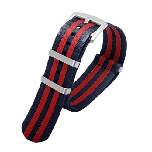 NLNKDTDPAK Glattes Nylon-Armband, passend for Omega, passend for Seamaster, passend for Rolex, passend for Seiko, passend for Mido, 20 mm, 22 mm, Herren-Damen-Armband(A19 silver buckle,22mm) von NLNKDTDPAK