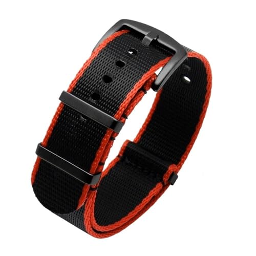 NLNKDTDPAK Glattes Nylon-Armband, passend for Omega, passend for Seamaster, passend for Rolex, passend for Seiko, passend for Mido, 20 mm, 22 mm, Herren-Damen-Armband(A6 black buckle,22mm) von NLNKDTDPAK