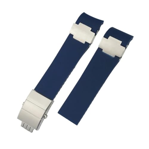 NLNKDTDPAK Gummi-Silikon-Uhrenarmband, 22 mm, passend for Ulysse Nardin 263 DIVER, gebogenes Endarmband, schwarz-blaues Sportarmband(Blue 1,22mm Gold Buckle) von NLNKDTDPAK