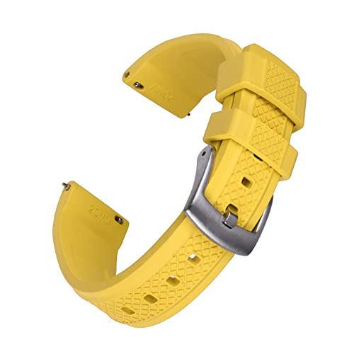 NLNKDTDPAK Gummi Uhrenband Tauchen Schnellspanner Slide Keeper Fluor Gummi-Träger 20mm 22mm for Männer(Yellow,22mm) von NLNKDTDPAK
