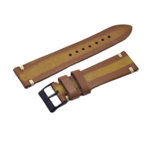 NLNKDTDPAK Handgefertigte Retro-Leder-Uhr-Band-Band-Riemen 18mm 20mm 22mm 24mm Mann Frauen Armband Armbands Gürtel Silber polierte Schnalle(Orange,22mm) von NLNKDTDPAK