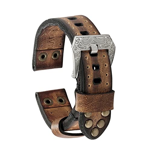 NLNKDTDPAK Handgefertigte Vintage-Leder-Armbande rot/gelb blau Uhrbandband for Panera-Gürtel geschnitzte Buckle18 20 22 24mm(18mm,Brown) von NLNKDTDPAK