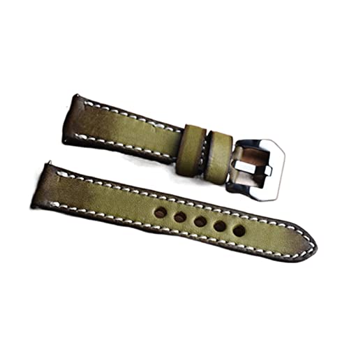 NLNKDTDPAK Handgefertigte männer männer männerband 18mm 20mm 22mm 24mm leder uhrriemen männliche Ersatzbänder(GREEN,24mm) von NLNKDTDPAK