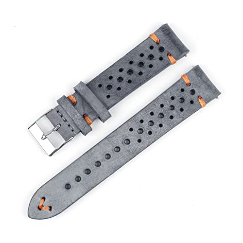 NLNKDTDPAK Handgefertigte poröse atemberaubende atmungsaktive ölwachs uhrarmband 18mm 20mm 22mm 24mm männer armbanduhrarmband(Gray-orange line,24mm) von NLNKDTDPAK