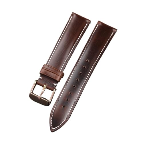 NLNKDTDPAK Handgefertigtes Armband aus gefettetem Leder, 18, 19, 20, 21, 22 mm, hochwertige, weiche Textur(A gold buckle,18mm) von NLNKDTDPAK