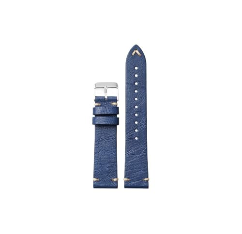 NLNKDTDPAK Handgefertigtes Lederarmband, 18 19 20 21 22 mm blau schwarz grün Lederarmband, ultradünnes weiches Herrenarmband, Dornschließe(Blue Silver,22mm) von NLNKDTDPAK