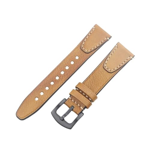NLNKDTDPAK Handgefertigtes Vintage-Leder-Uhrenarmband, 18 mm, 20 mm, 22 mm, Schnellverschluss, Vollnarben-Uhrenarmband, passend for Männer und Frauen, Armband-Zubehör(Brown bk buckle,20mm) von NLNKDTDPAK