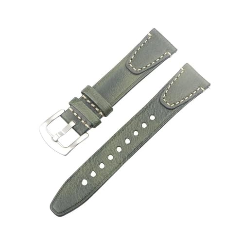 NLNKDTDPAK Handgefertigtes Vintage-Leder-Uhrenarmband, 18 mm, 20 mm, 22 mm, Schnellverschluss, Vollnarben-Uhrenarmband, passend for Männer und Frauen, Armband-Zubehör(Green sl buckle,20mm) von NLNKDTDPAK