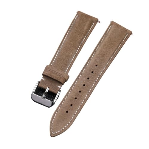 NLNKDTDPAK Handgefertigtes graues Lederarmband, 18, 19, 20, 21, 22 mm, Schnellverschluss, weiches, ultradünnes, weiches Armband(Silver buckle,21mm) von NLNKDTDPAK