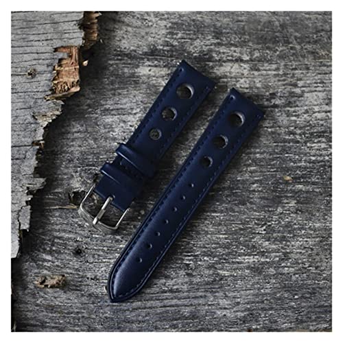 NLNKDTDPAK Handgemachte Retro Leder Uhrenarmbandband 18mm 20mm 22mm Mann Frauen Armband Armbands Gürtel Silber polierte Schnalle(BU,24mm) von NLNKDTDPAK