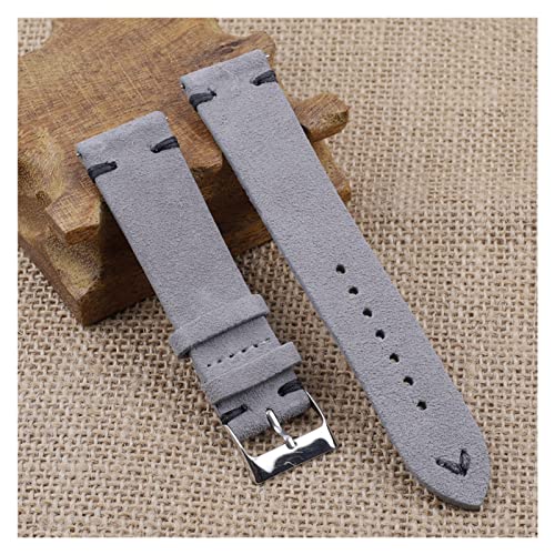NLNKDTDPAK Handgemachtes Lederkomfort graues Armband 18mm 20mm 22mm 24mm Edelstahlschnalle Ersatzgurt for jedes Uhren(Black line,20mm) von NLNKDTDPAK