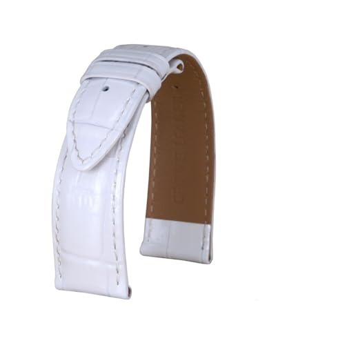 NLNKDTDPAK Hellweiße rote Oberschicht aus Leder for Uhrenarmbänder, passend for Damen-Ersatzuhrenzubehör mit Dornschließe(White,12mm) von NLNKDTDPAK