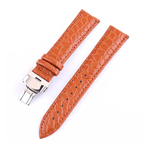 NLNKDTDPAK Herren- und Damen Lederarmband 18mm 20mm 22mm 24mm Schmetterling Schnalle Lederarmband(Light brown,24mm) von NLNKDTDPAK