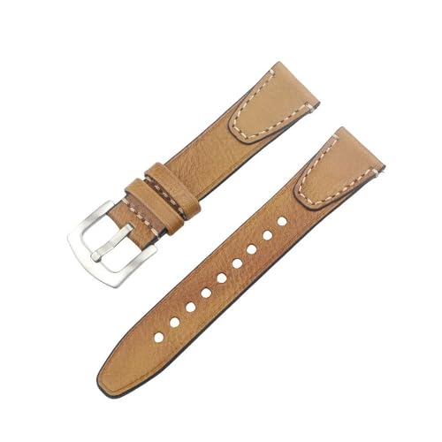 NLNKDTDPAK Hochwertiges, handgefertigtes Vintage-Uhrenarmband, 18 mm, 20 mm, 22 mm, Schnellverschluss-Uhrenarmband-Zubehör mit silber-schwarzer Schnalle(Brown silver buckle,18mm) von NLNKDTDPAK