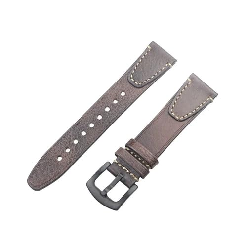 NLNKDTDPAK Hochwertiges, handgefertigtes Vintage-Uhrenarmband, 18 mm, 20 mm, 22 mm, Schnellverschluss-Uhrenarmband-Zubehör mit silber-schwarzer Schnalle(Coffee black buckle,18mm) von NLNKDTDPAK