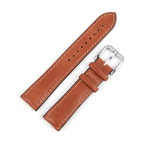 NLNKDTDPAK Kuhlederband 20mm 22mm Edelstahlschnalle Silikongummi Boden Weiche Uhr Band Wasserdichte Ersatz(Brown,20mm) von NLNKDTDPAK