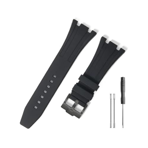 NLNKDTDPAK Langlebiges und bequemes Uhrenarmband, passend for Audemars Piguet, passend for Royal Oak Offshore 15703 15400, mit Silikonarmband(Black-Black-K14) von NLNKDTDPAK