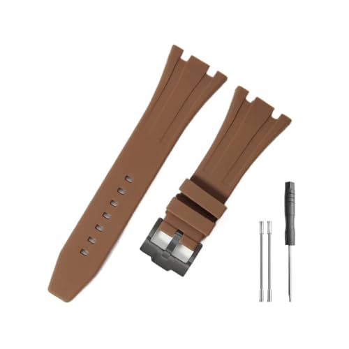 NLNKDTDPAK Langlebiges und bequemes Uhrenarmband, passend for Audemars Piguet, passend for Royal Oak Offshore 15703 15400, mit Silikonarmband(Brown-Black-K14) von NLNKDTDPAK