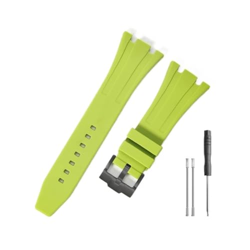 NLNKDTDPAK Langlebiges und bequemes Uhrenarmband, passend for Audemars Piguet, passend for Royal Oak Offshore 15703 15400, mit Silikonarmband(Green-Black-K14) von NLNKDTDPAK