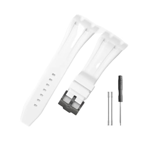 NLNKDTDPAK Langlebiges und bequemes Uhrenarmband, passend for Audemars Piguet, passend for Royal Oak Offshore 15703 15400, mit Silikonarmband(White-Black-K14) von NLNKDTDPAK