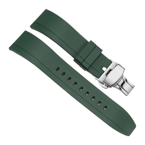 NLNKDTDPAK Langlebiges und verschleißfestes Silikon-Universal-Uhrenarmband, weiches, bequemes Armband, 20 22 24 mm(Green-Steel-B1,24mm) von NLNKDTDPAK