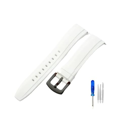 NLNKDTDPAK Langlebiges und verschleißfestes Silikon-Universal-Uhrenarmband, weiches, bequemes Armband, 20 22 24 mm(White-Black-K2,20mm) von NLNKDTDPAK