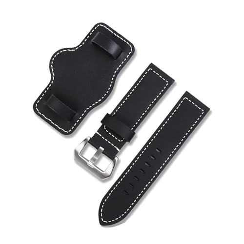 NLNKDTDPAK Lea/ther Uhrenarmband, 20, 22, 24, 26 mm, leicht zu wählende Klettverschlüsse, Schwarz, Braun, mit Ablage, Herren-Armband, passend for Panerai(Black-S pin,22mm) von NLNKDTDPAK